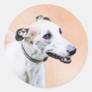 Sticker Rond Peinture Greyhound - Cute Original Chien Art