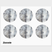 Sticker Rond Peinture gris contemporaine (Feuille)