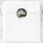 Sticker Rond peinture grise de chien et de pinson ! (Sac)