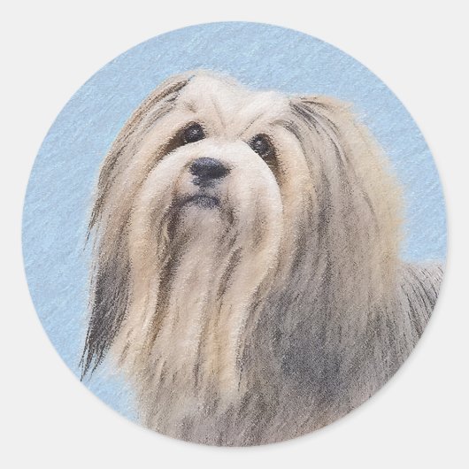 Sticker Rond Peinture Havanaise (Argent) - Cute Original Chien (Devant)