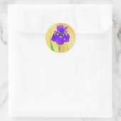 Sticker Rond Peinture Iris à pois pourpre - Chien original mign (Sac)
