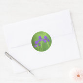 Sticker Rond Peinture Iris Violet - Art Fleur Originale (Enveloppe)