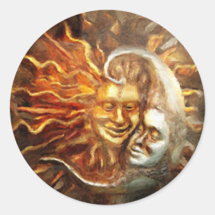 Sticker Rond Peinture : Lunar Loves Solar