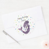 Sticker Rond Peinture mauve de sirène arrosage personnalisé (Enveloppe)