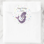 Sticker Rond Peinture mauve de sirène arrosage personnalisé (Sac)