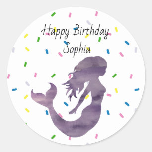 Sticker Rond Peinture mauve de sirène arrosage personnalisé