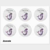 Sticker Rond Peinture Mermaid violet Rustique Personnalisée (Feuille)