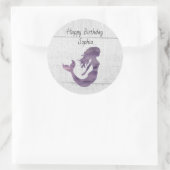 Sticker Rond Peinture Mermaid violet Rustique Personnalisée (Sac)