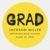 Sticker Rond Peinture moderne en Spray jaune et noir Graduation (Devant)