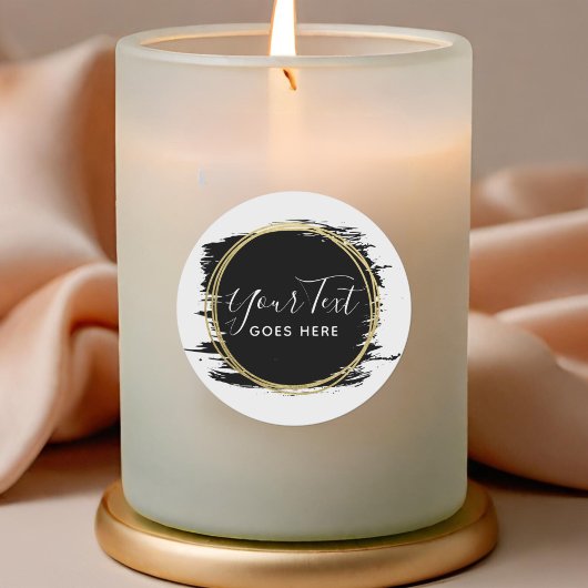 Sticker Rond Peinture noire et or moderne Géométrique Chic