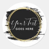 Sticker Rond Peinture noire et or moderne Géométrique Chic (Devant)