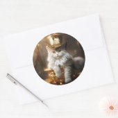 Sticker Rond Peinture numérique de chat drôle (Enveloppe)