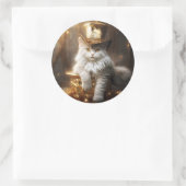Sticker Rond Peinture numérique de chat drôle (Sac)