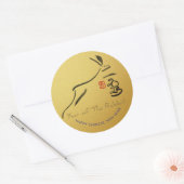 Sticker Rond Peinture originale Rabbit chinois Lunaire Nouvel A (Enveloppe)