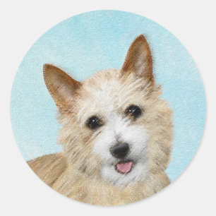 Sticker Rond Peinture Podengo Pequeno portugaise - Art original