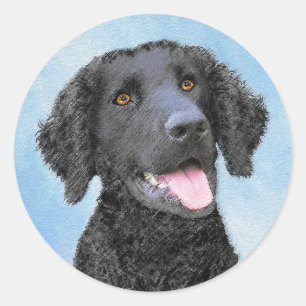 Sticker Rond Peinture Retriever recouverte de boue - Art Chien