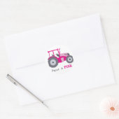 Sticker Rond Peinture rose d'illustration de tracteur il rose ! (Enveloppe)