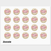 Sticker Rond Peinture rose or & Lumières or "Hello Beautity" (Feuille)