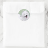 Sticker Rond Peinture Samoyed - Cute Original Chien Art (Sac)