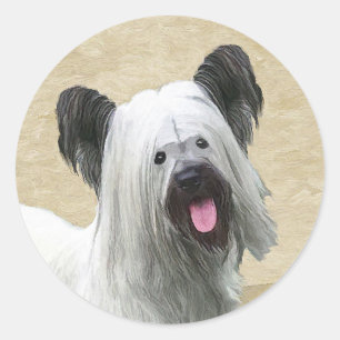 Sticker Rond Peinture Skye Terrier - Cute Original Chien Art