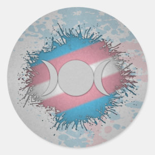 Sticker Rond Peinture Splatter TransgenreTriple Déesse Lune