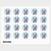 Sticker Rond Peinture Suédoise Vallhund - Cute Original Chien A (Feuille)