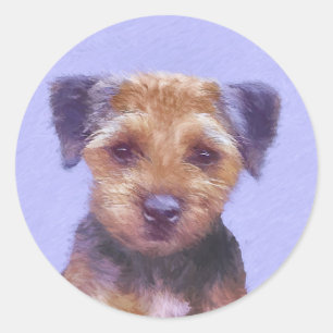 Sticker Rond Peinture sur la frontière de Terrier - jolie art o