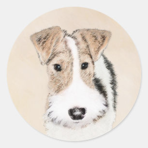 Sticker Rond Peinture Terrier de Renard de fil - Cute Original 