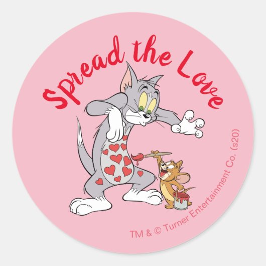 Sticker Rond Peinture Tom & Jerry Coeurs de Saint-Valentin (Devant)