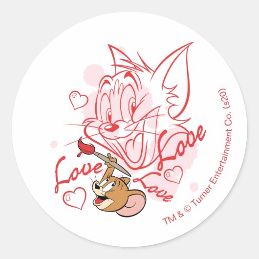 Sticker Rond Peinture Tom & Jerry Valentine (Devant)