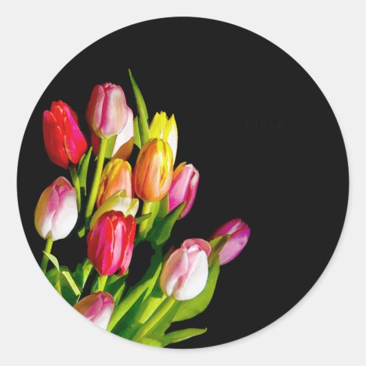 Sticker Rond Peinture Tulip - Art Fleur original (Devant)