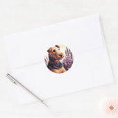 Sticker Rond Peinture vintage Airedale Terrier (Enveloppe)