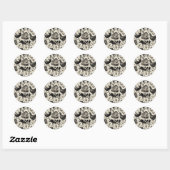 Sticker Rond Peinture vintage d'animaux de ferme (Feuille)