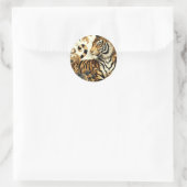 Sticker Rond Peinture vintage de tigre d'or (Sac)