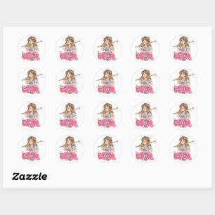 Sticker Rond Peinture Visage Art Minuscule