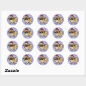 Sticker Rond Pekingese de Noël (coupe de chiot) (Feuille)