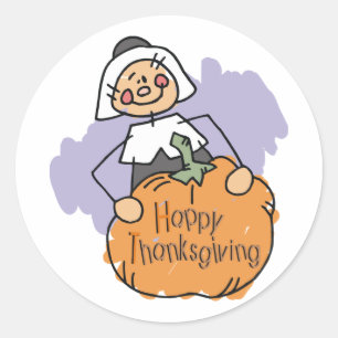 Sticker Rond Pèlerin Thanksgiving Décoration Classique Stic Ron