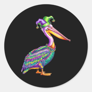 Sticker Rond Pélican Mardi Gras Carnaval Amoureux des animaux H