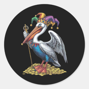 Sticker Rond Pélican Mardi Gras Carnaval Amoureux des animaux H