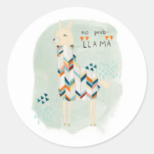 Sticker Rond Peloton de lama - aucun Prob-lama