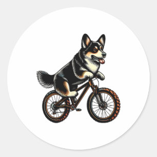 Sticker Rond Pembroke gallois tricolore Corgi amateur de chien