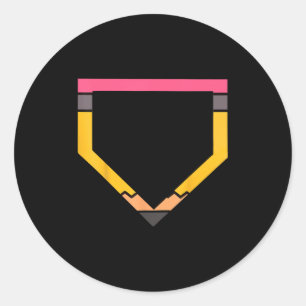Sticker Rond Pencil Home Plate Amoureux de Baseball Garçons Enf
