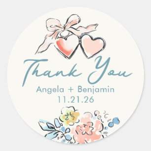 Sticker Rond Pendentif Dessiné à la Main Fantaisiste Mariage Me