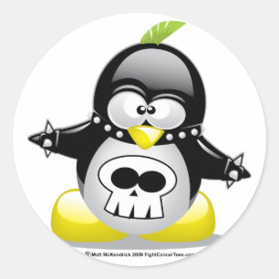 Sticker Rond Pendk Rocker Penguin