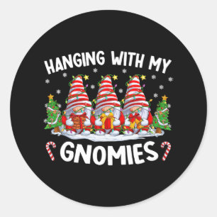 Sticker Rond pendre avec mes gnomes correspondant à Noël famili