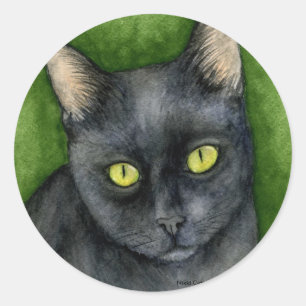Sticker Rond Pénélope - l'autocollant chanceux de chat noir