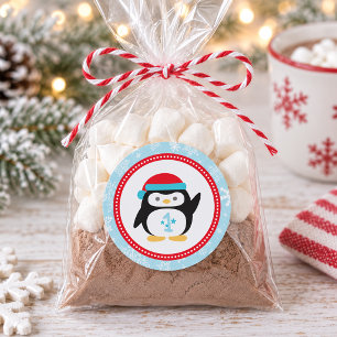 Sticker Rond Pengouin de Winter ONEderland pour un premier anni