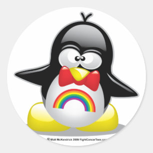 Sticker Rond Penguin arc-en-ciel LGBT