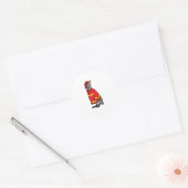 Sticker Rond Penguin as Firefighter with Helmet (Enveloppe)