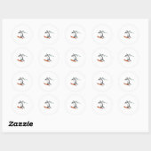 Sticker Rond Penguin as Ski jumper with Ski (Feuille)